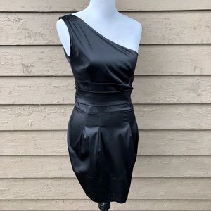 French NafNaf satiny one shoulder cocktail dress